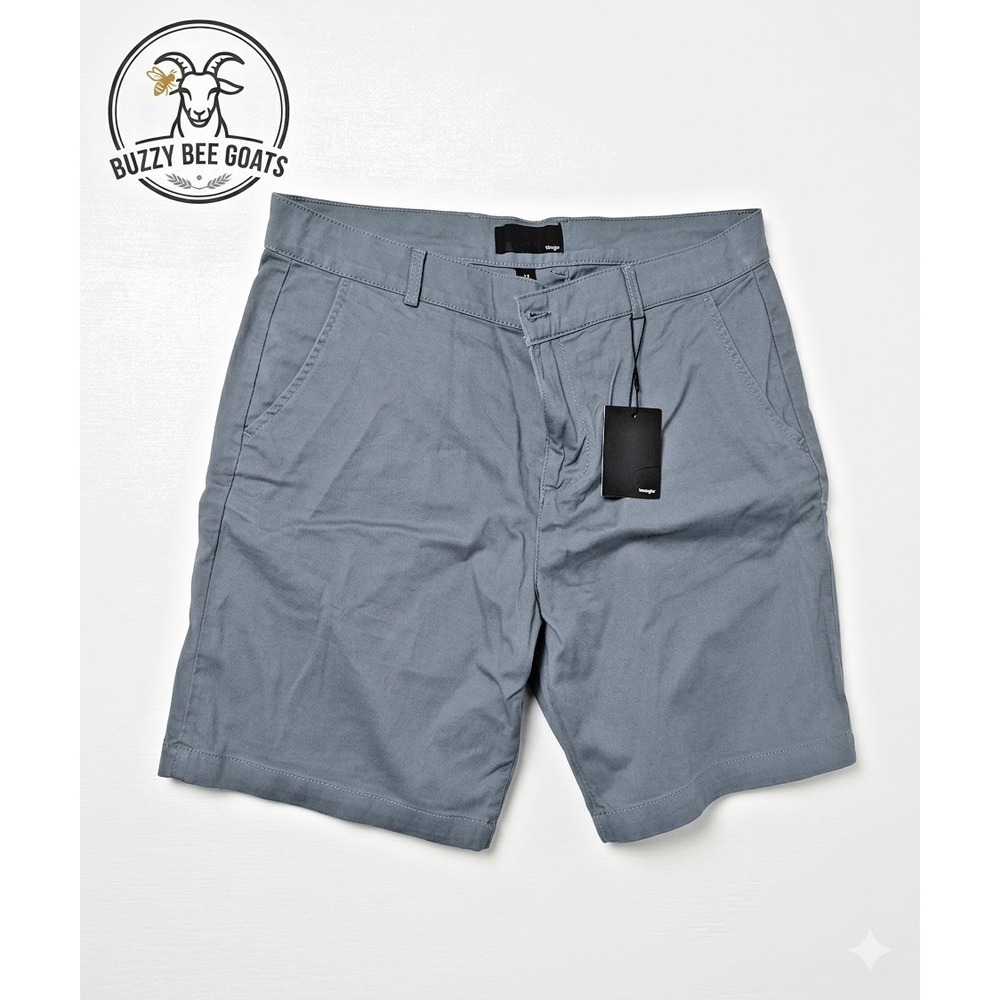 Mens Brisk Chino Stretch Shorts Gray Size 34 New Casual Pocket Flat Front